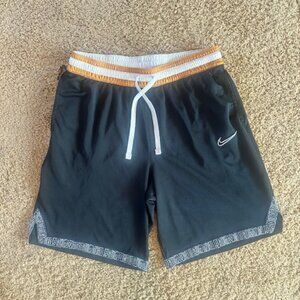 Men's Nike Long Basketball Shorts- Black with Gold/White Trim LARGE